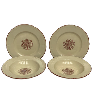 Armoiries By Moulin Des Loups Cream Pink Ceramic plates Unicorn French FarmHouse